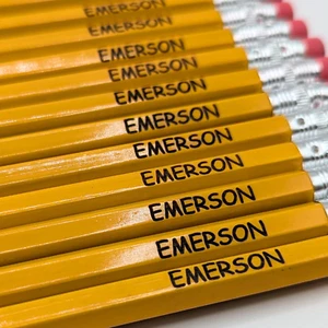 Custom Engraved Pencils (12x ) #2 Personalized for Kids School Business - Picture 1 of 9