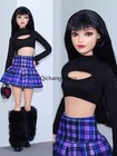 Fashion Black 1/6 Doll Clothes Set Top Purple Pleated Skirt 11.5' Accessories