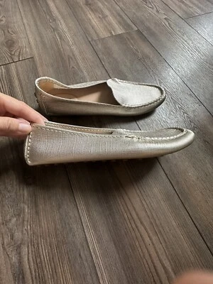 Mocassins femininos de couro Sperry Top porta aranha dourado tamanho 11 - Imagem 1 de 4