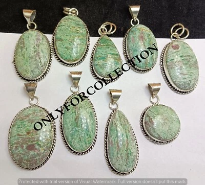 Lote de colgantes hechos a mano de piedras preciosas de rubí natural fucsita enchapados en plata de ley 925 Foto 1 de 4