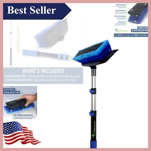 Lightweight 1.5-to-3.5ft Scrub Brush with Extension Pole for No-Scratch Cleaning - Picture 1 of 10