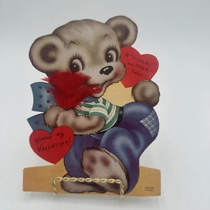 Large Vintage Valentine’s Day greeting card Near And Feather - Picture 1 of 3