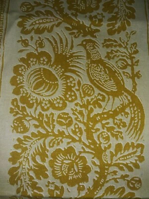 Woodco Screen Print Vtg Birds & Flowers Print Decorators Fabric 6 yd x 53"W - Image 1 of 4