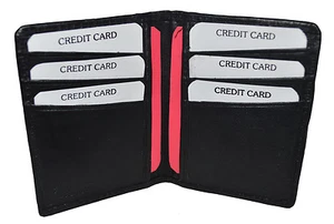 Negro Para Hombre CUERO GENUINO Plegable Delgado Billetera Crédito 6 Tarjetas Estuche Frontal Bolsillo - Imagen 1 de 4