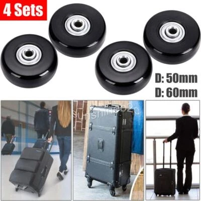 4X Gepäck Koffer Ersatz Räder Achsen OD 50mm/60mm Reparatur Mute Gummi Rollen - Bild 1 von 4