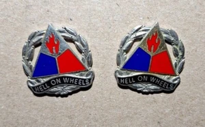2 Authentic US Army 2nd Armor Hell On Wheels Chest Pins - Picture 1 of 6