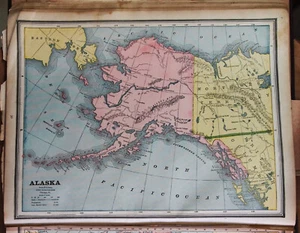 1888 ALTE GEOGRAPHISCHE KARTE:ALASKA /NORDAMERIKA, SÜDSEITE.AETNA - Bild 1 von 3