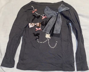 gap kids 4/5 long sleeve t pearls,bows, lace design  - Picture 1 of 5