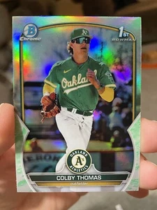 2023 1st Bowman Chrome Lunar Glow Refractor #BCP32 Colby Thomas Oakland Athletic - Picture 1 of 2