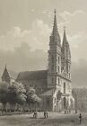 Cathédrale De Bâle Switzerland Gravure 1860 Suisse