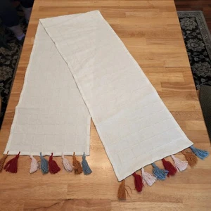 Threshold Table Runner 14" x 72" Boho 100% Cotton Multicolor Tassels New - Picture 1 of 9