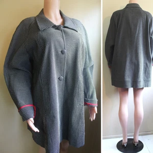 GNW Car Coat Damen 3X Plus Dobby Weave Punkte schwarz weiß Taschen 3 Knöpfe - Bild 1 von 9