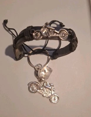 Bike Keychain & Bracelet Set of 2 Cycling Accessories Gift Set Biker Jewelry - Image 1 of 4