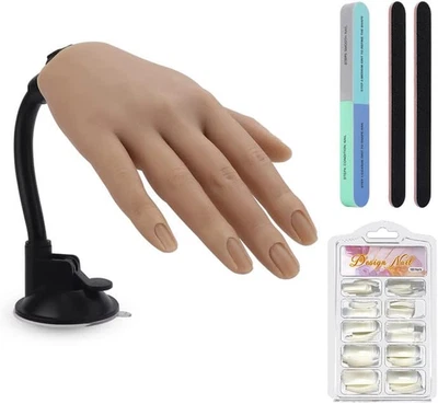 Mano Finta per Ricostruzione Unghie,Mani Pratica Unghie in Silicone,Con 100 Pezz - Immagine 1 di 4
