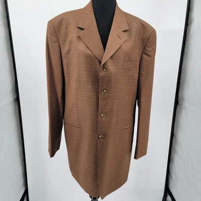 Traje Steve Harvey Marrón Módena Pequeño Ventana Para Hombres 100% Lana 2 piezas 44R/38R Foto 1 de 4