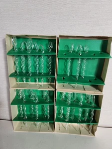 Vtg Clear Blown Glass Icicles Set Of 21 Twisted Christmas Ornaments 4"-4.5" Box - Picture 1 of 7