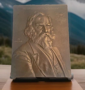 1911 Henry Wadsworth Longfellow Grolier Club Medaille Plakette John Flanagan - Bild 1 von 9
