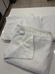 Matouk Long Staple Cotton  Aman  3 White Bath Textured Towels - Picture 1 of 9