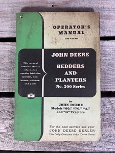 JOHN DEERE Bedders Planters Operator’s Manual, OM-A33-853 Model 60 70 A G - Picture 1 of 3