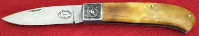 Mike Sanders Custom Folding Knife, Camel Bone, Engraved Bolster, S.N. 1824 - Image 1 of 4