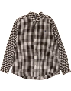 CHAPS Mens Custom Fit Shirt 2XL Brown Gingham Cotton AD17 - Picture 1 of 3