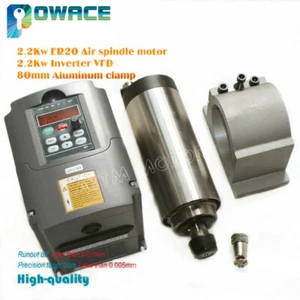 2,2 KW ER20 220 V qualità motore mandrino raffreddato ad aria & 2,2 KW inverter VFD & morsetto 80 mm - Foto 1 di 9