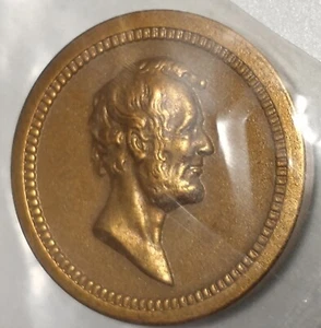 Bronze mini medal (dime size) 2 presidents Lincoln / Grant on same medal #615 - Picture 1 of 4