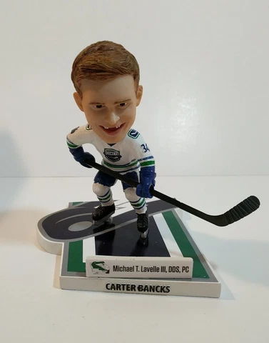 AHL Hockey CARTER BANCKS Utica Comets Goalie Bobble Head Complete Hockey Stick Cover