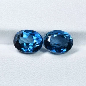 TOPAZIO BLU LONDRA 8,20 ct LUSTRO / NATURALE - 10x8 mm ovale 2 pezzi video!! - Foto 1 di 2
