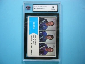1974/75 O-PEE-CHEE WHA HOCKEY CARD #1 THE HOWES GORDIE HOWE MARK MARTY KSA 8 OPC - Picture 1 of 4