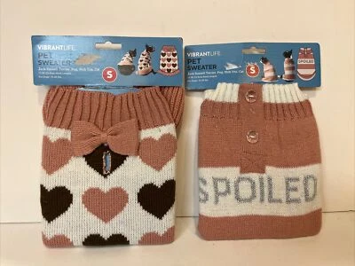 2 Vibrant Life Pet Sweater Size Small For Pets 10-20 Lbs 13"  Pink - Image 1 of 2