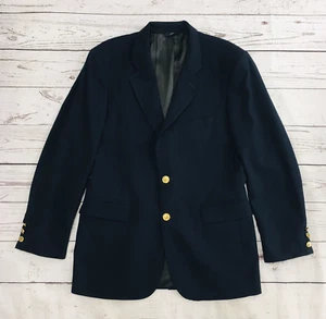 Brooks Brothers Sport Coat Blazer Jacket Men's 40R Blue Worsted Wool Gold Button - Picture 1 of 20