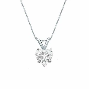 1.25 Ct Created Diamond Heart Real 14K White Gold Solitaire Pendant 18" Necklace - Picture 1 of 1