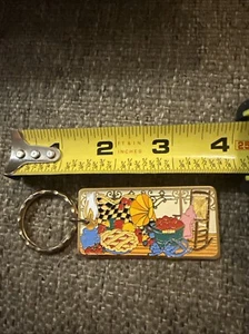 Vintage Cracker Barrel Keychain Enamel Fob Old Country Store Key Ring - Picture 1 of 4