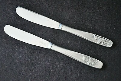 Duo de couteaux enfant ou beurre en inox 18/10 AMEFA Ourson, Faon - Photo 1/4