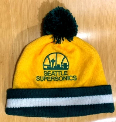 De colección SEATTLE SUPERSONICS Mitchell & Ness Pom Gorro Verde Amarillo Para Hombres Foto 1 de 4