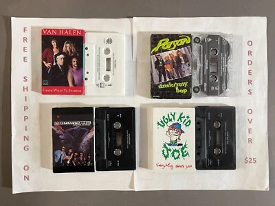 LOT: 4 CASSETTE SINGLES SCORPIONS VAN HALEN UGLY KID JOE POISON UNSKINNY BOP - Image 1 of 2