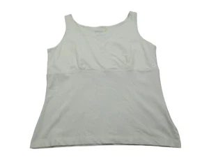 Eddie Bauer Tank Top Womens Large Ivory Cotton Wide Straps Stretch Wrap V Neck - Picture 1 of 10