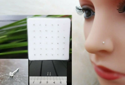 925 Silber Klein Mini Zirkonia Nasenpiercing Nasenstecker Stecker Piercing Stein - Bild 1 von 4