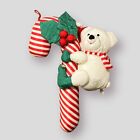 Vintage Christmas Puffalump Teddy Bear Plush Nylon Soft Toy 20” Candy Cane Vtg