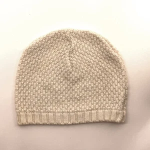 Calvin Klein white knit thin cotton blend angora rabbit cashmere hat - Picture 1 of 7