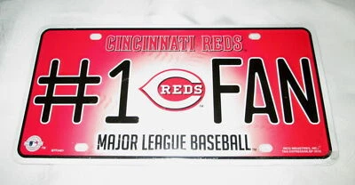 CINCINNATI REDS #1 FAN EMBOSSED METAL LICENSE PLATE #04 - NEW - Image 1 of 2