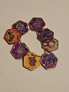 2002 YU-GI-OH HEXOR'S BATTLE TILE GAME. GOLD TONE Lot Of 8 COINS ON A KEYCHAIN. - Picture 1 of 5