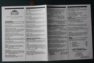 Menu ristorante e bar Springfield Illinois Bombay Bicycle Club epoca anni 90 FREDDO--- - Foto 1 di 1