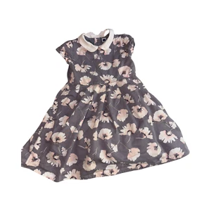 Janie and Jack Blush Castle Floral Dress Girls size 4 Gray Grey Collared - Picture 1 of 12