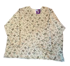 Vtg Just My Size Women Sweatshirt Top Plus Size 26w/28w Green Paisley V-Neck NOS - Picture 1 of 7