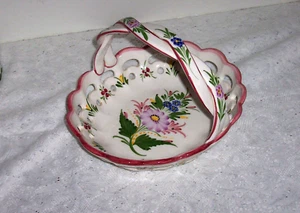 PORTUGAL Cesta Cuenco Grande Pintada a Mano Floral RCCL Festoneada, Reticulada - Imagen 1 de 3