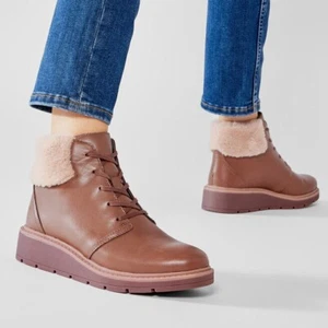 Clarks Women's Andie Mae Mahogany Leather Women's Boots Size UK 6D - Picture 1 of 4