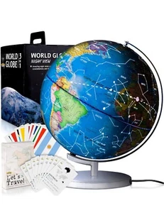 9" beleuchteter pädagogischer Kinder Welt Globus + MINT Flaggen & Länder interaktiv - Bild 1 von 6