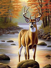 5D Diamond Art Painting Elk Deer by Number Kits, Paint with Diamonds Art Landsca